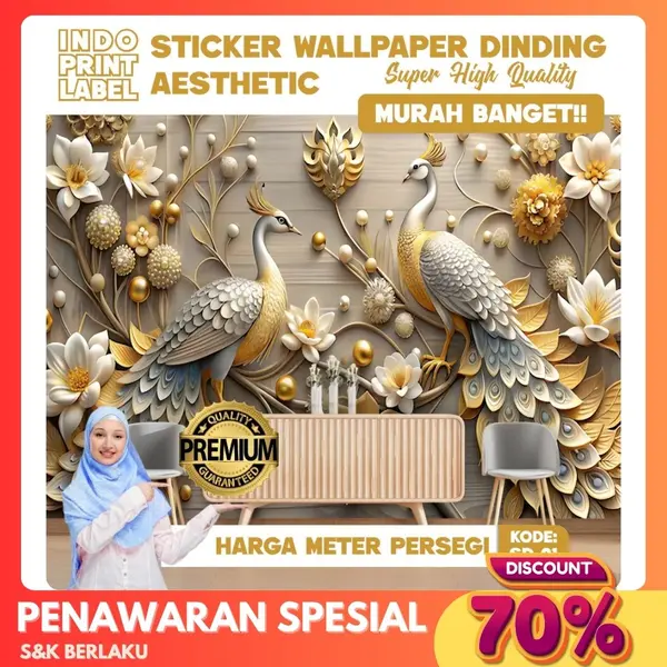 Stiker Wallpaper Burung Merak