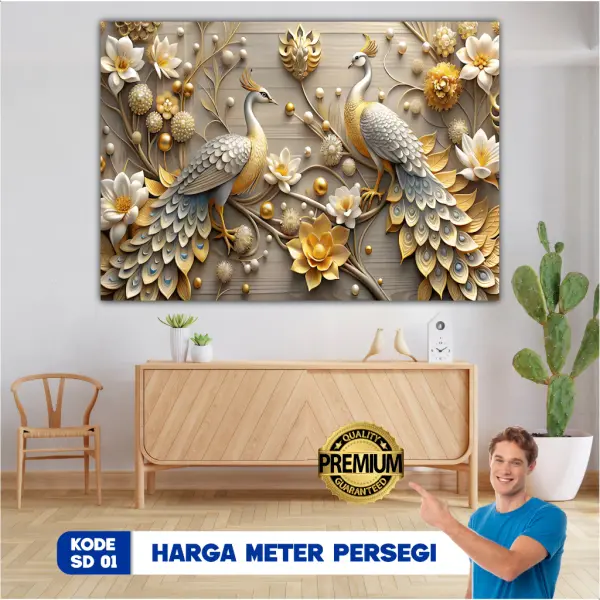 Stiker Wallpaper Burung Merak
