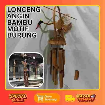 Lonceng Angin Bambu Motif Burung